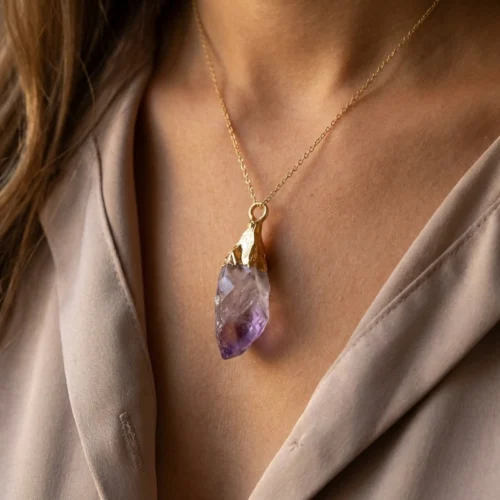 Amethyst pendant gold