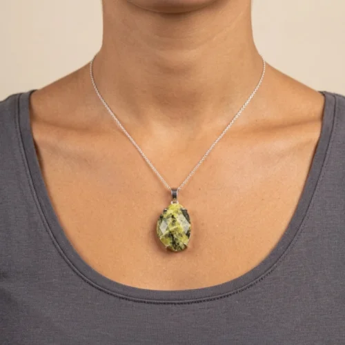 Natural Jade oval pendant mannequin