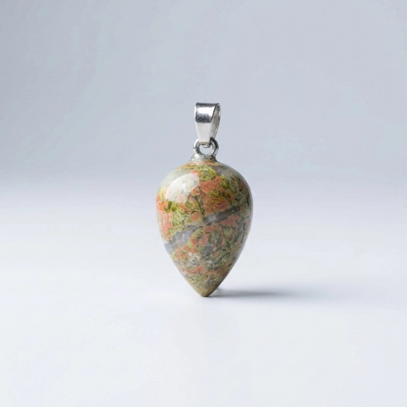 Natural unakite teardrop pendant